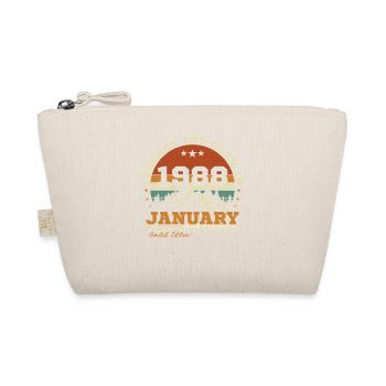 January 1988 Vintage Retro Birthday Gift - Organic Pouch - nature - Front