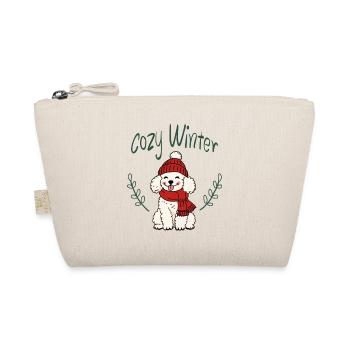 Kuscheliger Winterhund mit Mütze - Bio-Täschchen - Natur - Vorne