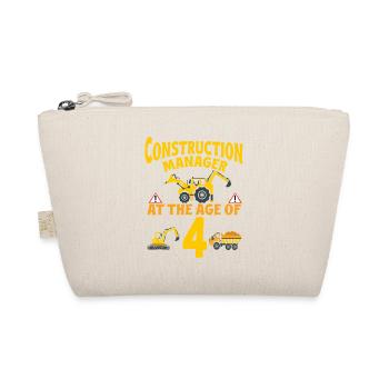 Construction Party 4th Birthday 4 Years Old truck - Organic Pouch - nature - Front