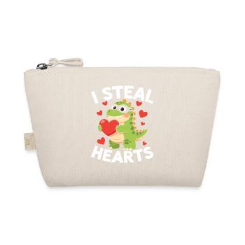 I Steal Hearts Dino Valentine - Organic Pouch - nature - Front