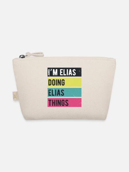 Ich bin Elias und mache Elias Dinge Retrofarben - Bio-Täschchen - Natur - Vorne