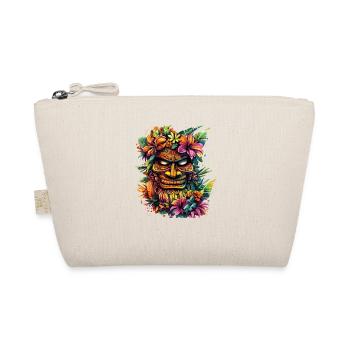 Tiki Mask in Tropical Flower Frame - Organic Pouch - nature - Front
