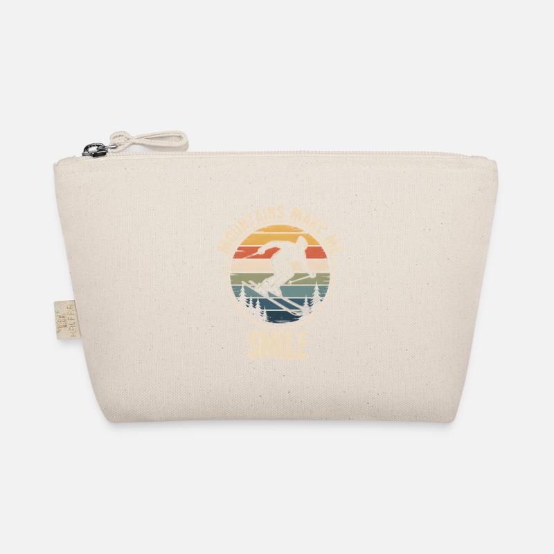 Mountains Make Me Smile Retro Skiing Organic Pouch
