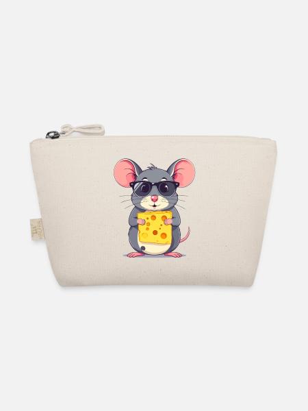 coole Käse Maus mit Sonnenbrille - Bio-Täschchen - Natur