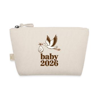 Baby 2026 Storch Geburt Verkündung - Bio-Täschchen - Natur - Vorne