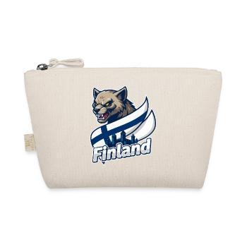 Finland Wolf with Finnish Flag - Organic Pouch - nature - Front