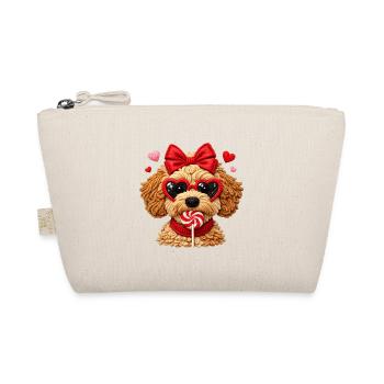 Cute love dog with heart glasses and lollipop - Organic Pouch - nature - Front
