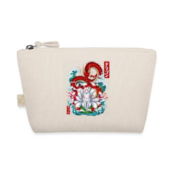 Japanese Dragon Kitsune Nine Tailed Fox Great Wave - Organic Pouch - nature - Front