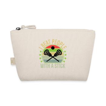 I Beat People with A Stick Funny Lacrosse - Organic Pouch - nature - Front