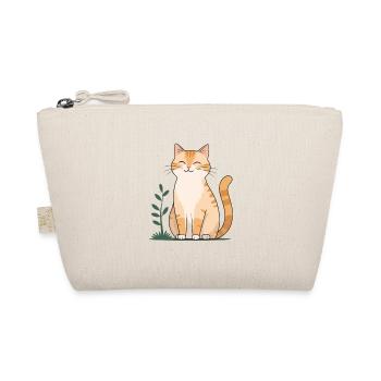 Cheerful Orange Cat in Green - Organic Pouch - nature - Front