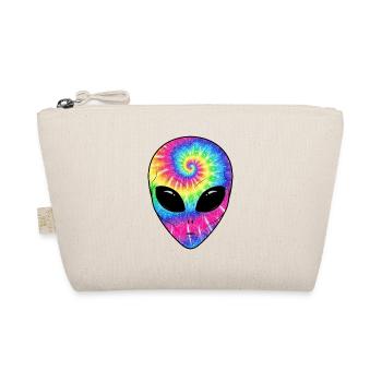 Psychedelic TieDye Alien Face - Organic Pouch - nature - Front