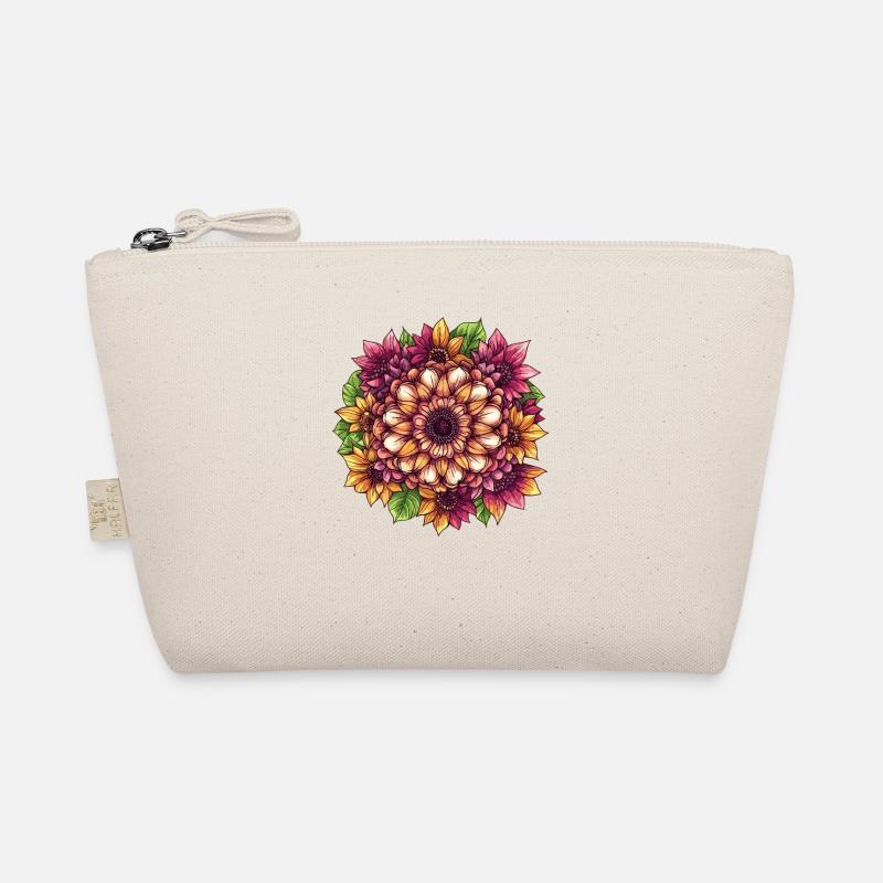 Orangene Sonnenblumen Mandala Bio-Täschchen