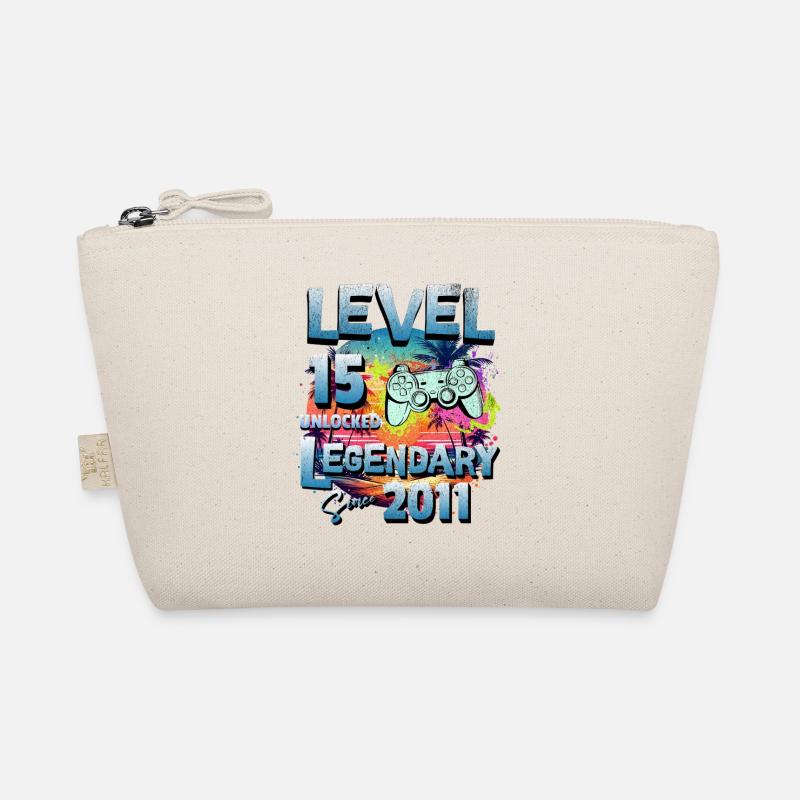 Level 15 Jahre Freigeschaltet seit 2011 Geburtstag - Bio-Täschchen - Natur
