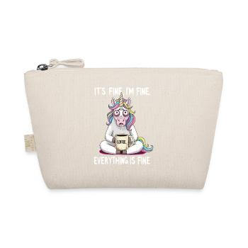 It's okay, I'm fine coffee unicorn humor - Organic Pouch - nature - Front