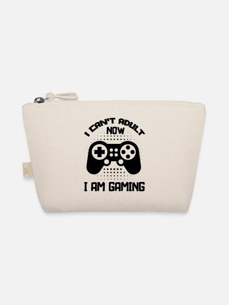 I can't Adult now I'm Gaming funny Gamer Sayings - Organic Pouch - nature - Front