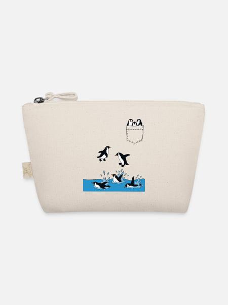 Penguin Jump Into The Water Pocket Design - Organic Pouch - nature - Front