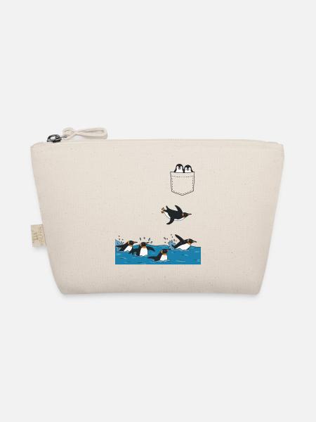 Penguin Jump Into The Water Pocket Design - Organic Pouch - nature - Front