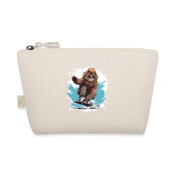 Katze Snowboard - Bio-Täschchen - Natur - Vorne