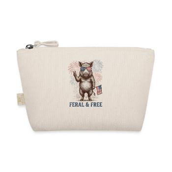 Wild and Free Pig – Funny Patriotic - Organic Pouch - nature - Front