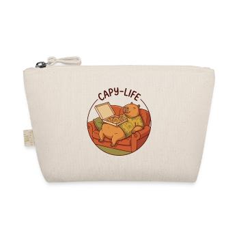 Capybara Sofa mit Pizza gemütliches Tiermotiv - Bio-Täschchen - Natur - Vorne