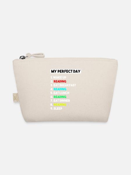 My Perfect Day Reading Funny Bookworm Schedule - Organic Pouch - nature - Front