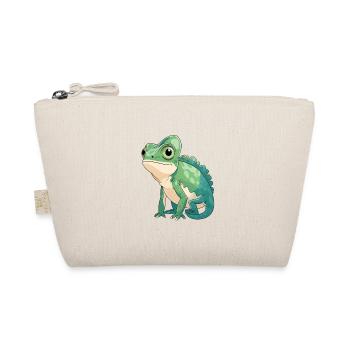 Little Chameleon Motif – Green Cartoon - Organic Pouch - nature - Front