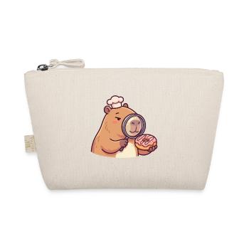Capybara mit Donut lustiges Inspektor Tiermotiv - Bio-Täschchen - Natur - Vorne