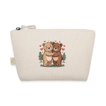 Bear Couple Heart - Organic Pouch - nature - Front