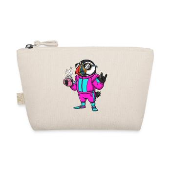 Stylish bird in ski jumpsuit with coffee - Organic Pouch - nature - Front