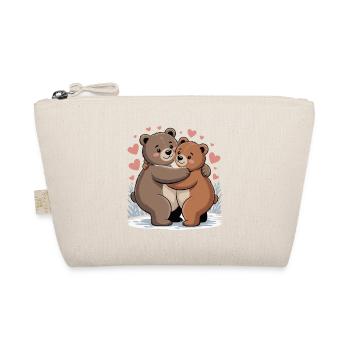 Two bears hug with hearts - Organic Pouch - nature - Front
