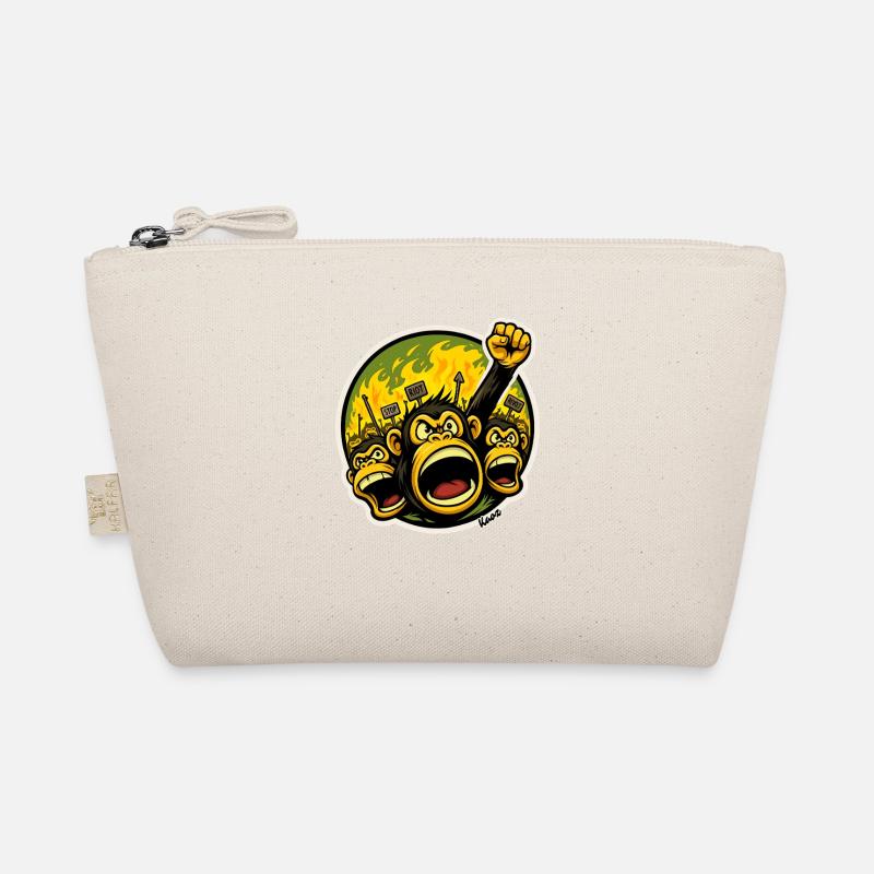 Angry Primates Monkeys Protest Cartoon Organic Pouch