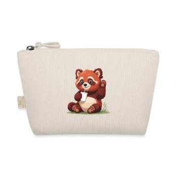 Red Panda with Straw - Organic Pouch - nature - Front