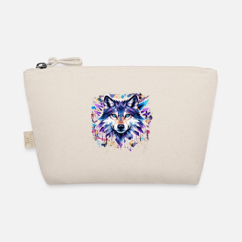 Polygon Wolf Graffiti – Bunter Wolf Kopf Urban Art Bio-Täschchen