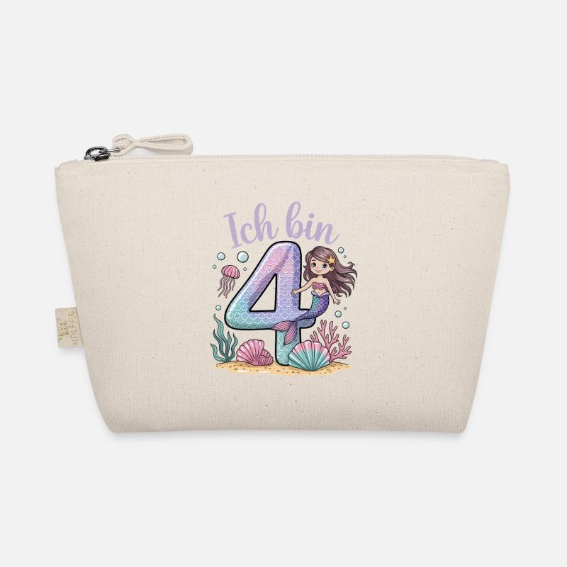 Ich Bin 4 Meerjungfrauen Mädchen 4. Geburtstag Bio-Täschchen