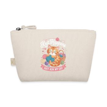 Kitten Knitting Magic Yarn Love - Organic Pouch - nature - Front