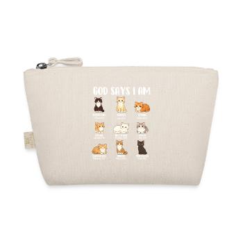 God Says I Am Christian Faith Cat Lover Bible  - Organic Pouch - nature - Front