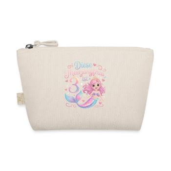 This Mermaid Is 3 Girls 3rd Birthday - Organic Pouch - nature - Front
