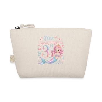 This Mermaid Is 3 Girls 3rd Birthday - Organic Pouch - nature - Front