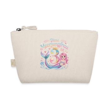 This Mermaid Is 3 Girls 3rd Birthday - Organic Pouch - nature - Front