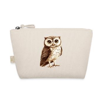 Tawny Owl Illustration in Warm Brown Tones - Organic Pouch - nature - Front