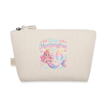 This Mermaid Is 6 Girls 6th Birthday - Organic Pouch - nature - Front