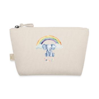 Aquarell Elefant unterm Regenbogen für Kinder - Bio-Täschchen - Natur - Vorne