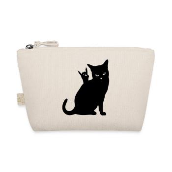 Black Cat – Devil Horns Silhouette - Organic Pouch - nature - Front
