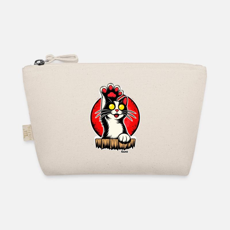Katze Pfote hoch im Retro Stil Bio-Täschchen