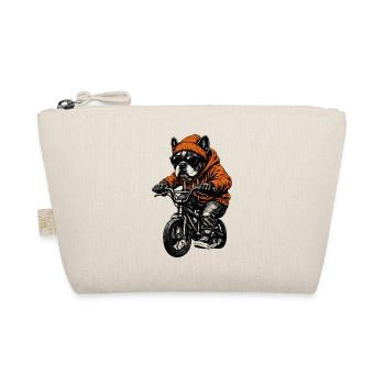 Dog Biker in Hoodie - Organic Pouch - nature - Front