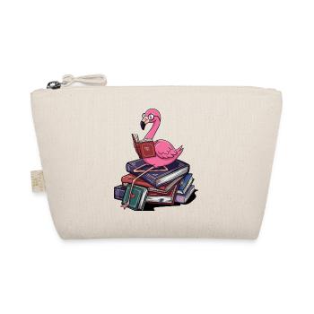 Bücherwurm Flamingo Vogel liest Bücher Kunst - Bio-Täschchen - Natur - Vorne