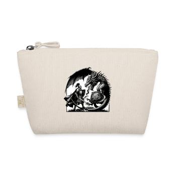 Knight against dragon in black and white duel - Organic Pouch - nature - Front