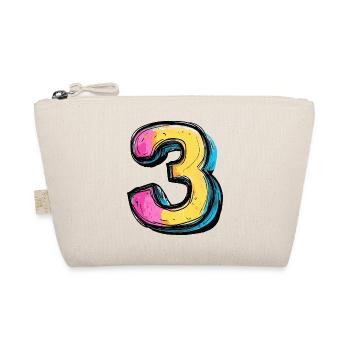 3 Zahl Bunt - Bio-Täschchen - Natur - Vorne