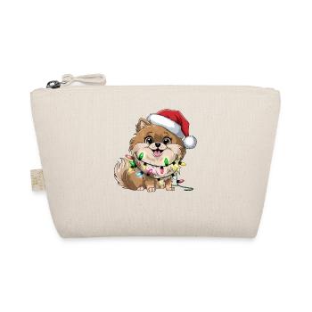 Christmas dog with fairy lights - Organic Pouch - nature - Front