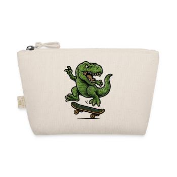 Green dino on skateboard - Organic Pouch - nature - Front